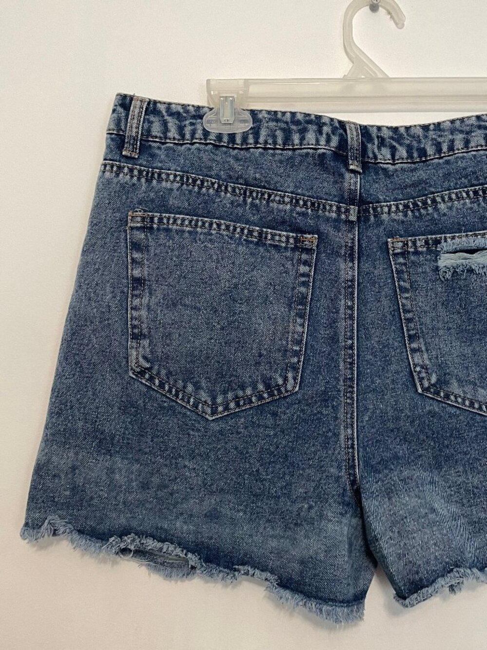 NEW NWT FASHION NOVA Last Chance Denim Shorts Dark Wash Ripped High Waisted 32 - Picture 15 of 16